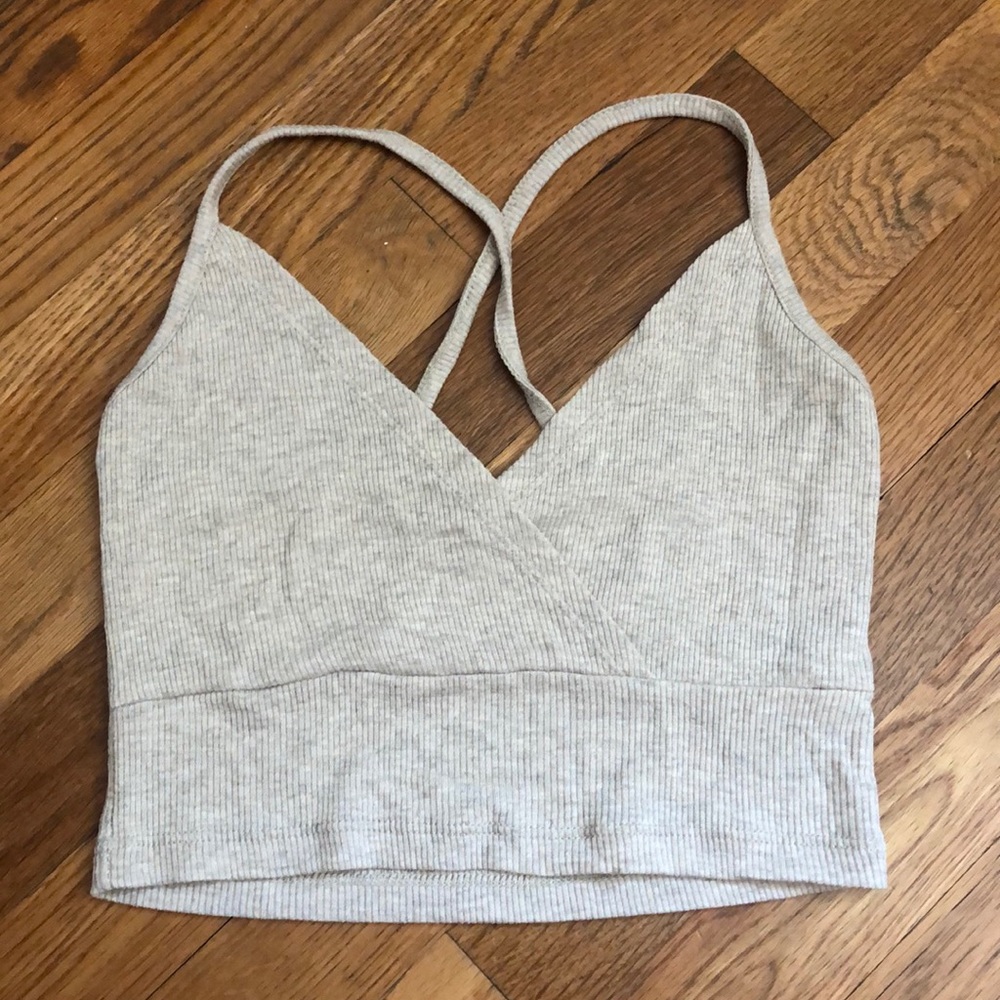 Cropped tank top with criss cross back
